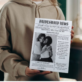 Propuesta de dama de honor periódico + tarjeta de