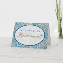 Propuesta de Dama de Honor Tarjeta Floral Azul de 