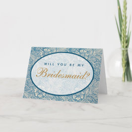 Propuesta de Dama de Honor Tarjeta Floral Azul de 