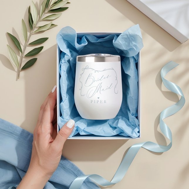 Propuesta de la dama de honor y de Moda dibujada a (Hand Drawn Chic Bow & Ribbon Bridesmaid Proposal Thermal Wine Tumbler)