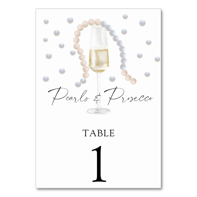 Prosecco acuarela - número de mesa de boda (Anverso)