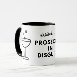 Prosecco en taza de café del disfraz