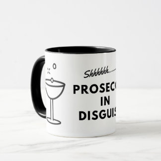 Prosecco en taza de café del disfraz