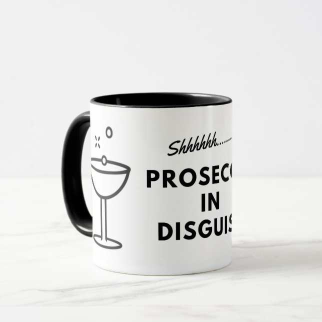 Prosecco en taza de café del disfraz (Anverso izquierdo)