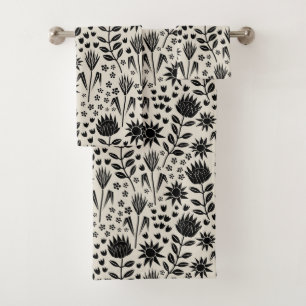 Protea Floral Block Print Millefleur Ropa negra