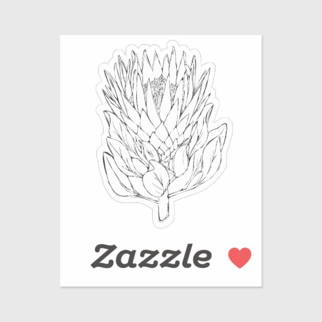 Protea personalizado blanco y negro Pegatina de co (Hoja)