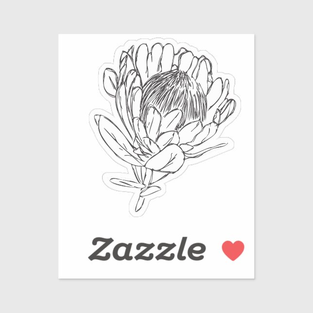 Protea personalizado blanco y negro pegatina de co (Hoja)