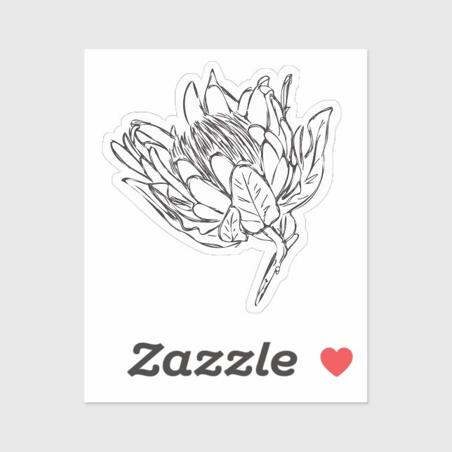 Protea personalizado blanco y negro pegatina VIII (Hoja)