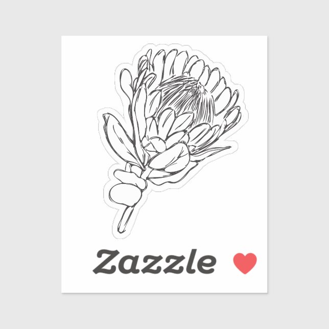 Protea Personalizado negro y blanco Pegatina de co (Hoja)