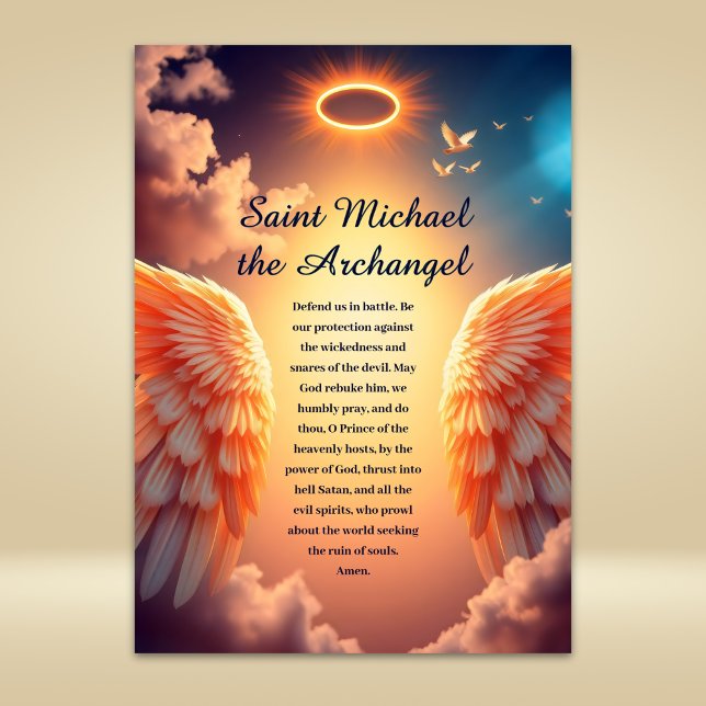 Protección y fuerza de la tarjeta de oración St Mi (Saint Michael the Archangel Prayer Card Heavenly Protection and Strength)