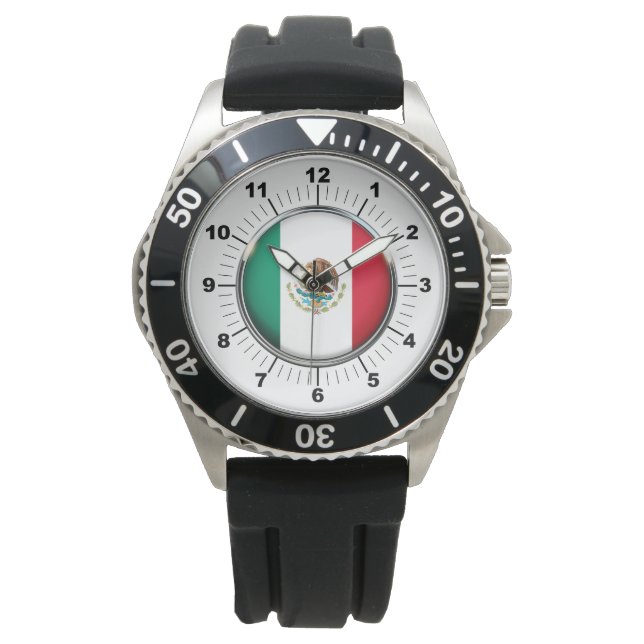 Protector de bandera de México masculino reloj neg (Anverso)
