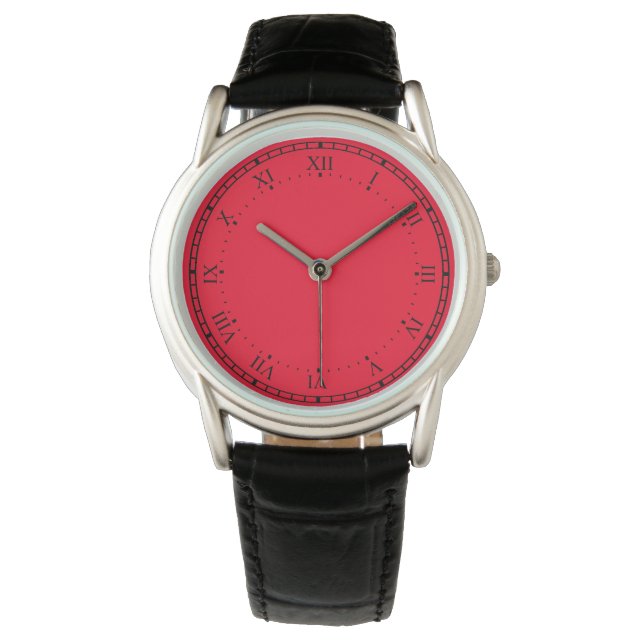 Protector de la corona reloj de cuero negro y rojo (Anverso)