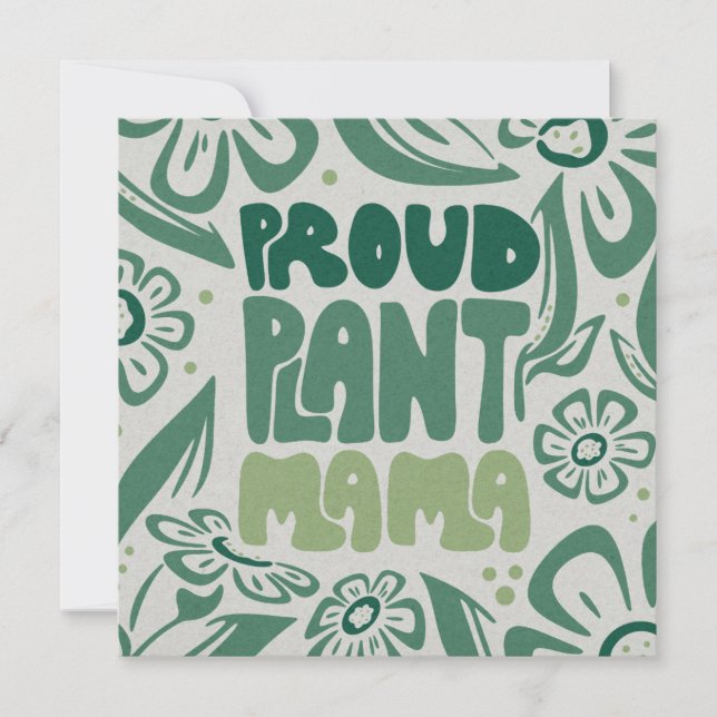 Proud Plant Mama – Bold Plant Lover Flat Card (Anverso)