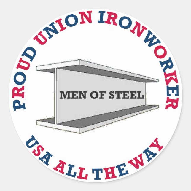 Proud Union Ironworker USA Pegatina (Anverso)