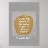 Proverbios 25:11 Posters Gold Apple Silver