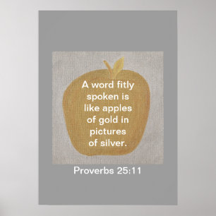 Proverbios 25:11 Posters Gold Apple Silver