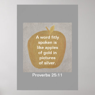 Proverbios 25:11 Posters Gold Apple Silver