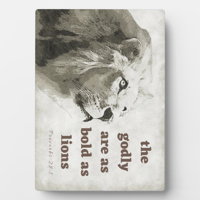 Proverbios 28:1 Negrita en placa de leones (Frente)