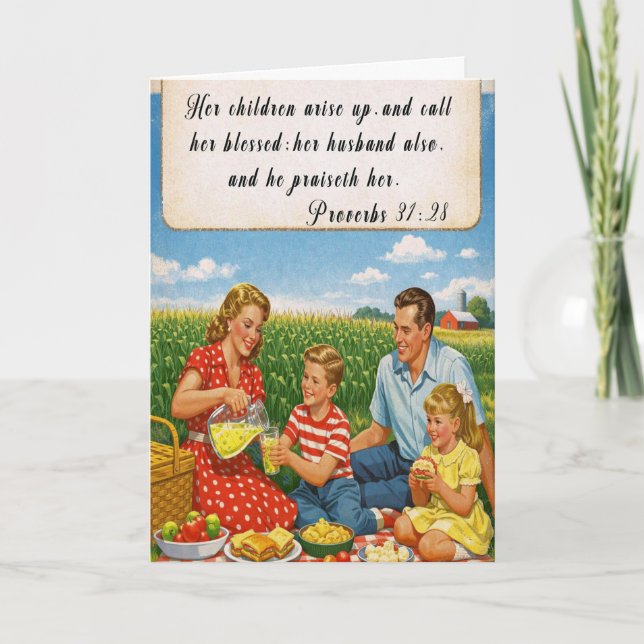 Proverbios 31:28 Tarjeta de cumpleaños para madre  (Anverso)