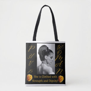 Proverbios 31 Bolsa de Tote Negra y Amarilla