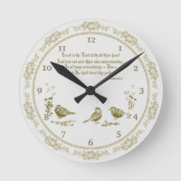 Proverbios 3:5-6 Reloj de pared con pájaros, flore