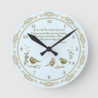 Proverbios 3:5-6 Reloj de pared con pájaros, flore