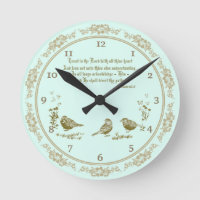 Proverbios 3:5-6 Reloj de pared con pájaros, flore