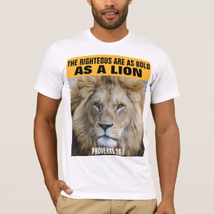 PROVERBS 28:1 BOLD COMO LEÓN, CAMISETAS CRISTIANAS