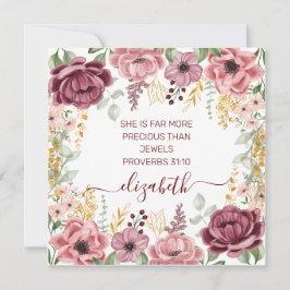 Proverbs 31 Elegante flor rosa pastel tarjeta plan