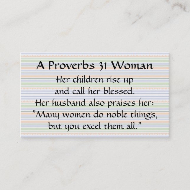 Proverbs 31 Mujer Mamá llama a franjas de tarjetas (Anverso)