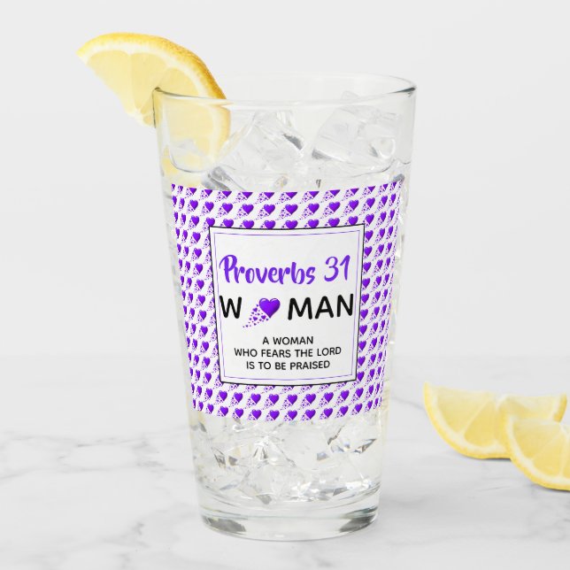 PROVERBS 31 MUJER Púrpura Corazón Beber cristiana (Anverso (hielo))