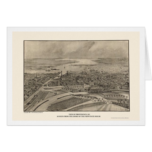 Providence, mapa panorámico de RI - 1896 (Anverso (Horizontal))