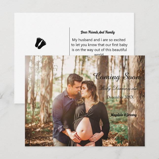 próxima invitación de embarazo por foto de persona (Anverso / Reverso)