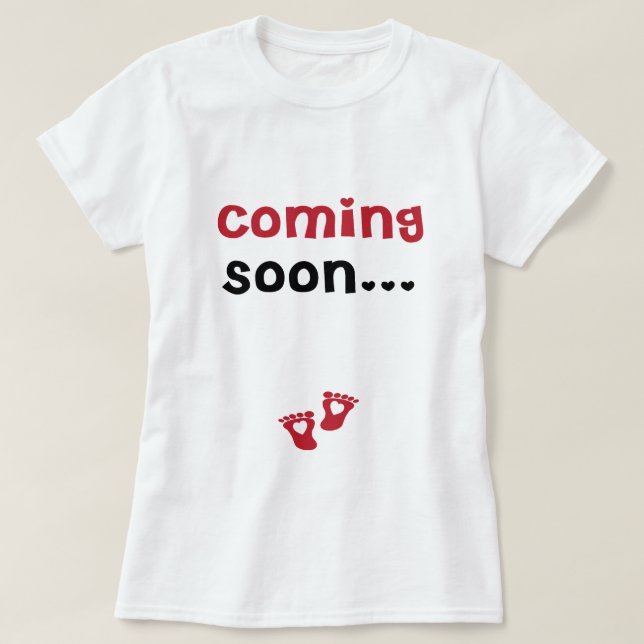 Próximamente, camiseta temática de maternidad (Diseño del anverso)