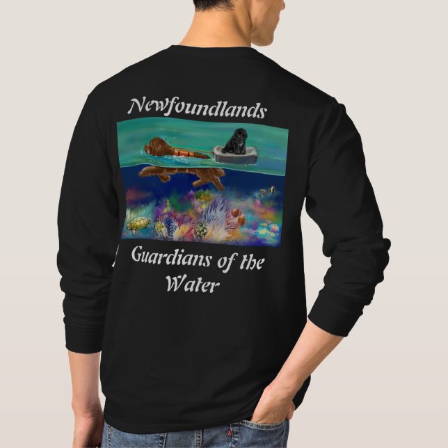 Prueba de agua newf marrón 2024 Camiseta de manga  (Reverso)