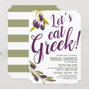 Prueba de comida griega   Invitación a la ducha de