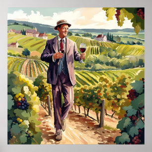 Prueba de vino en la impresión de Borgoña