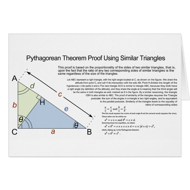 Prueba del teorema pitagórico usando triángulos (Anverso (Horizontal))