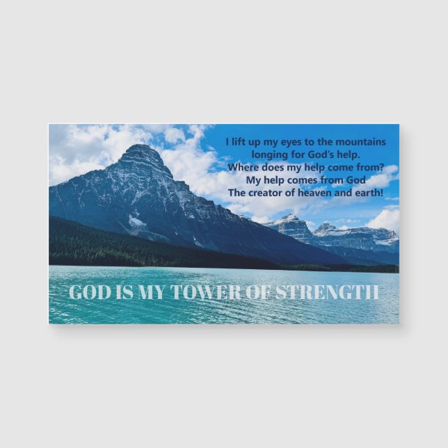 Psalm 121 Inspirational Mountain Lake Photo Magnet (Anverso)