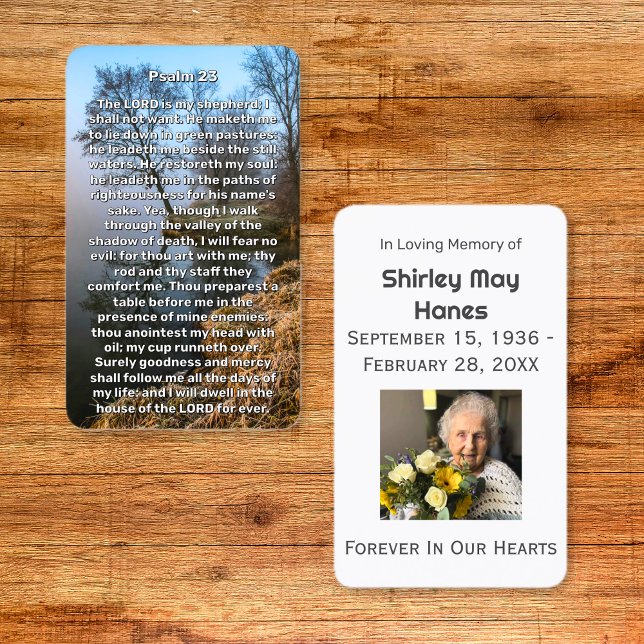 Psalm 23 Tarjeta de Oración Conmemorativa del Lago (Psalm 23 Calm Lake Memorial Prayer Cards)