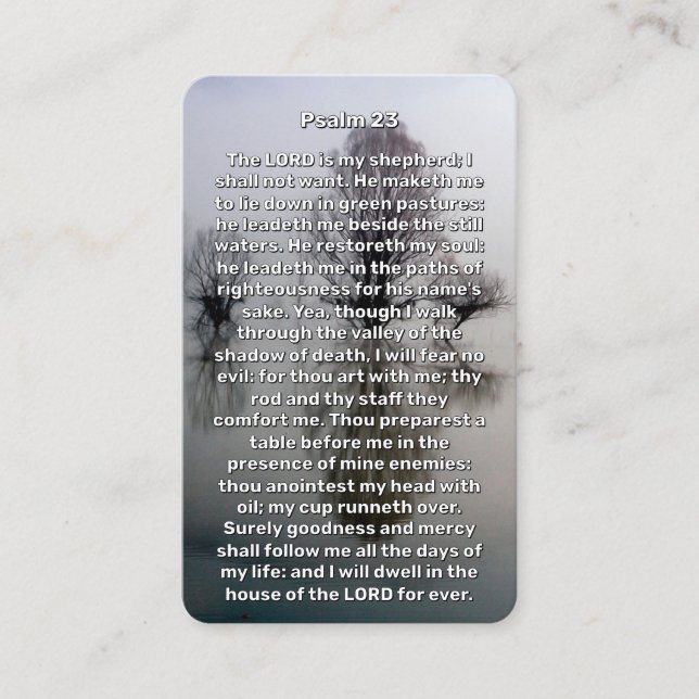 Psalm 23 Tarjeta De Oración En Memoria Del Lago Il (Anverso)