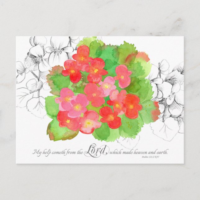 Psalms 121 Naranja de tarjetas de oraciones Begoni (Anverso)