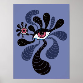 Psicodelia Arte Hipnótico Creepy Doble Ojo Rosa