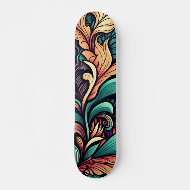 Psicodelia Floral Watercolor Skateboard (Anverso )