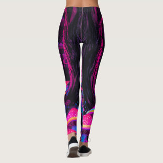 Psicodelia Mushroom Forest Leggings - Trippy Neon