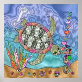 Psicodelia Tortuga Marítima Hipposo Arte Cerámica 