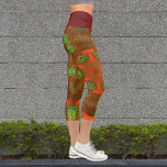 Psicodelic Hippie Leggings<br><div class="desc">Estas leggings psicodélicas presentan un color rojo brillante y verde en un patrón asimétrico caleidoscopio.</div>