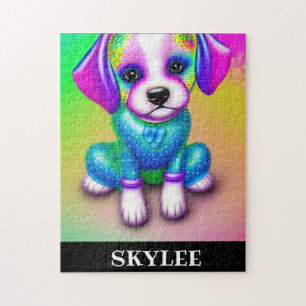 PSICODELIC PUZZLE DE PERRO CON NOMBRE PERSONALIZAD