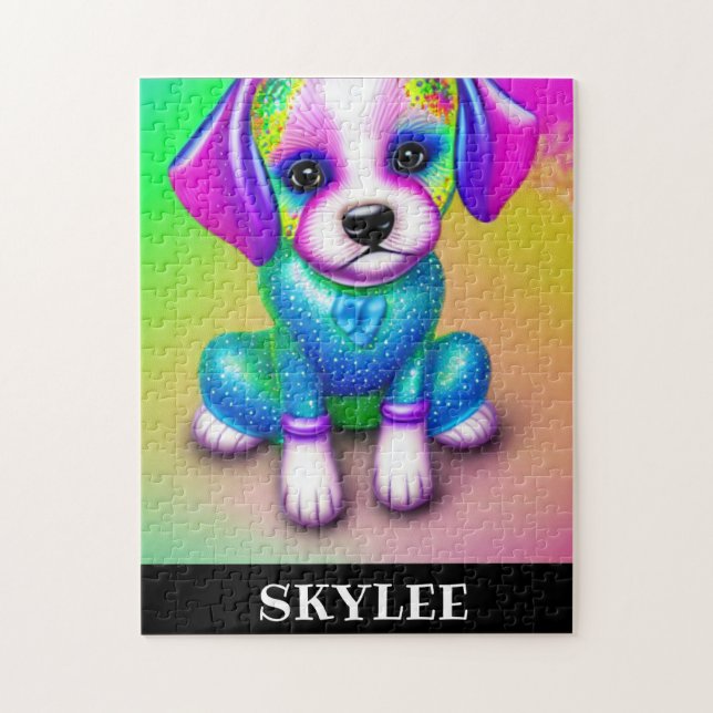 PSICODELIC PUZZLE DE PERRO CON NOMBRE PERSONALIZAD (Vertical)