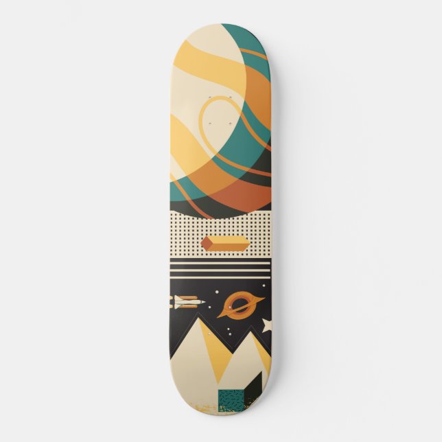 Psicodelic Retro Space Scene Skateboard (Anverso)